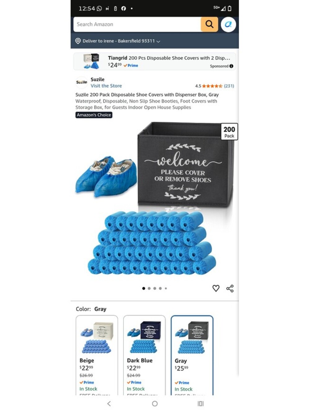 Suzile 200 Pack Disposable Shoe Covers with Dispenser Box, GrayWaterpoof